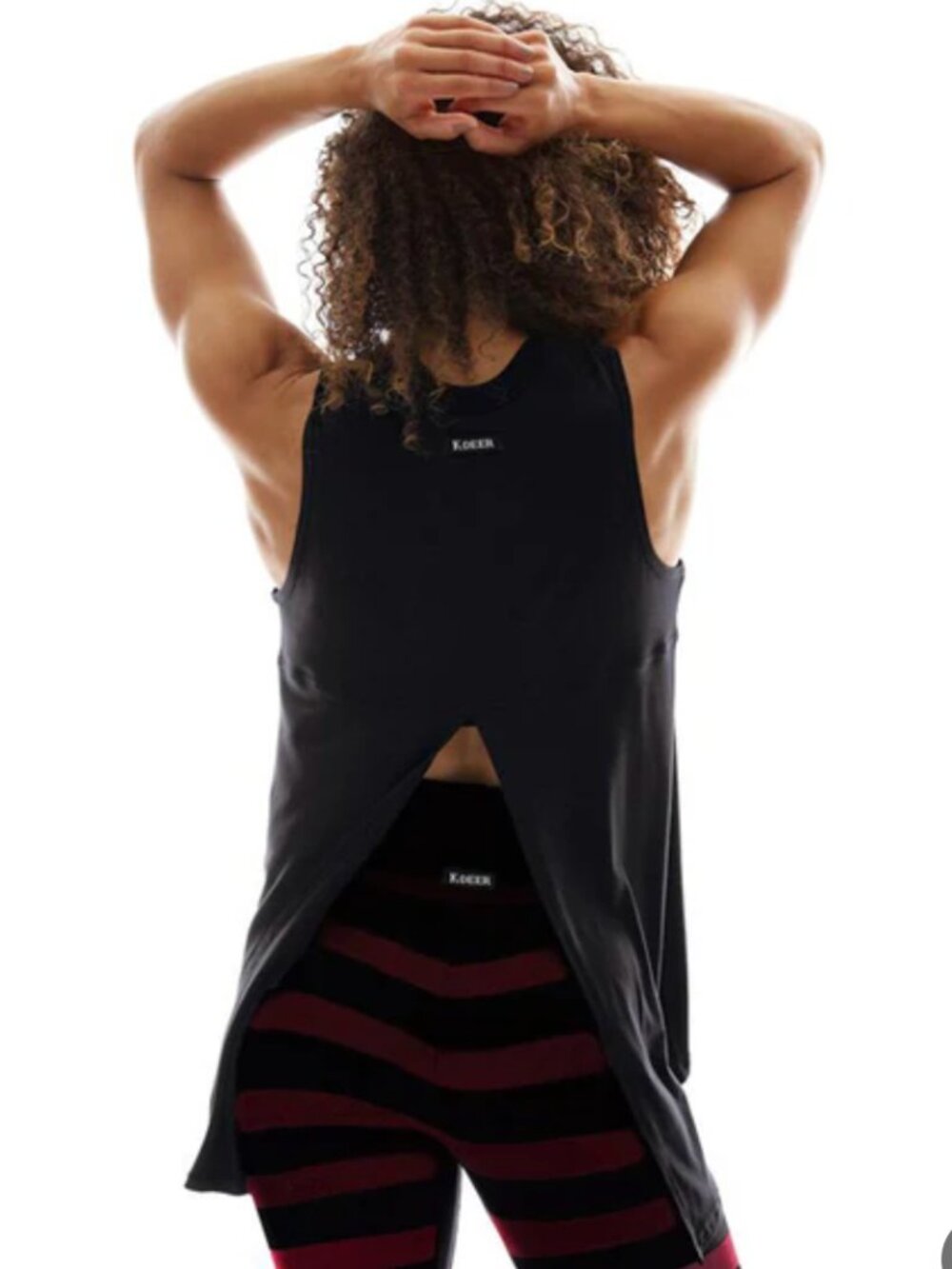 K-DEER Hero Tank Yoga Open Back Gym Black S - Picture 3 of 7